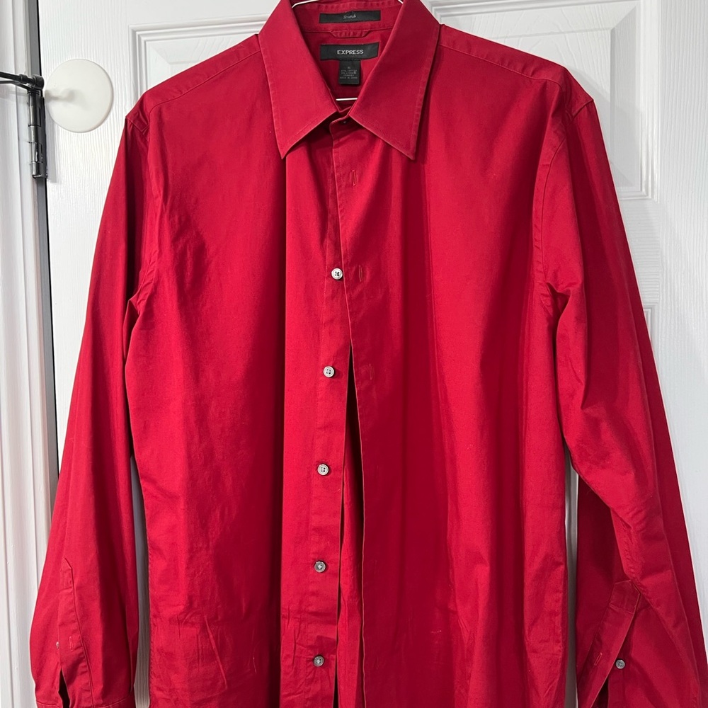 Express Men's Vibrant Red Dress Shirt